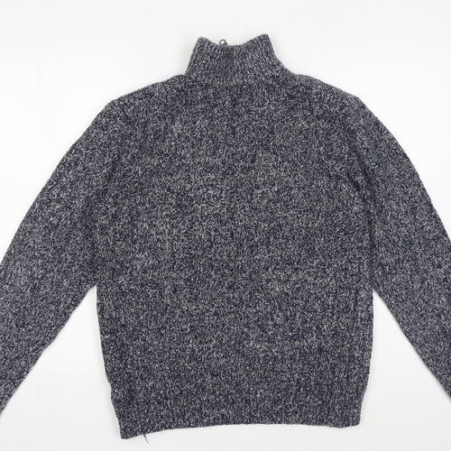 Marks and Spencer Mens Blue High Neck Acrylic Pullover Jumper Size M