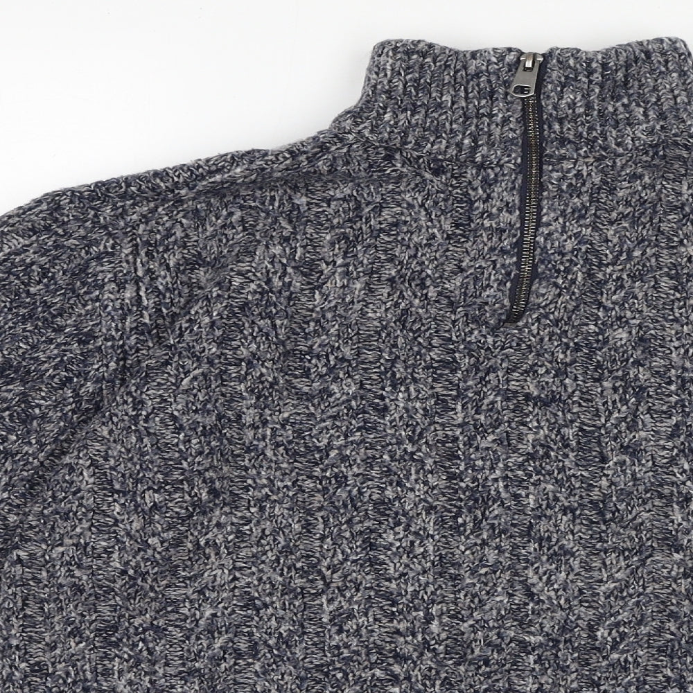 Marks and Spencer Mens Blue High Neck Acrylic Pullover Jumper Size M