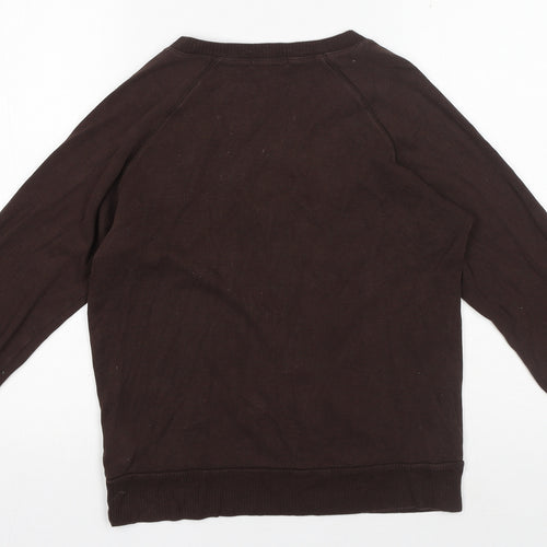 Topshop Womens Brown Cotton Pullover Sweatshirt Size 14 Pullover - V Neck