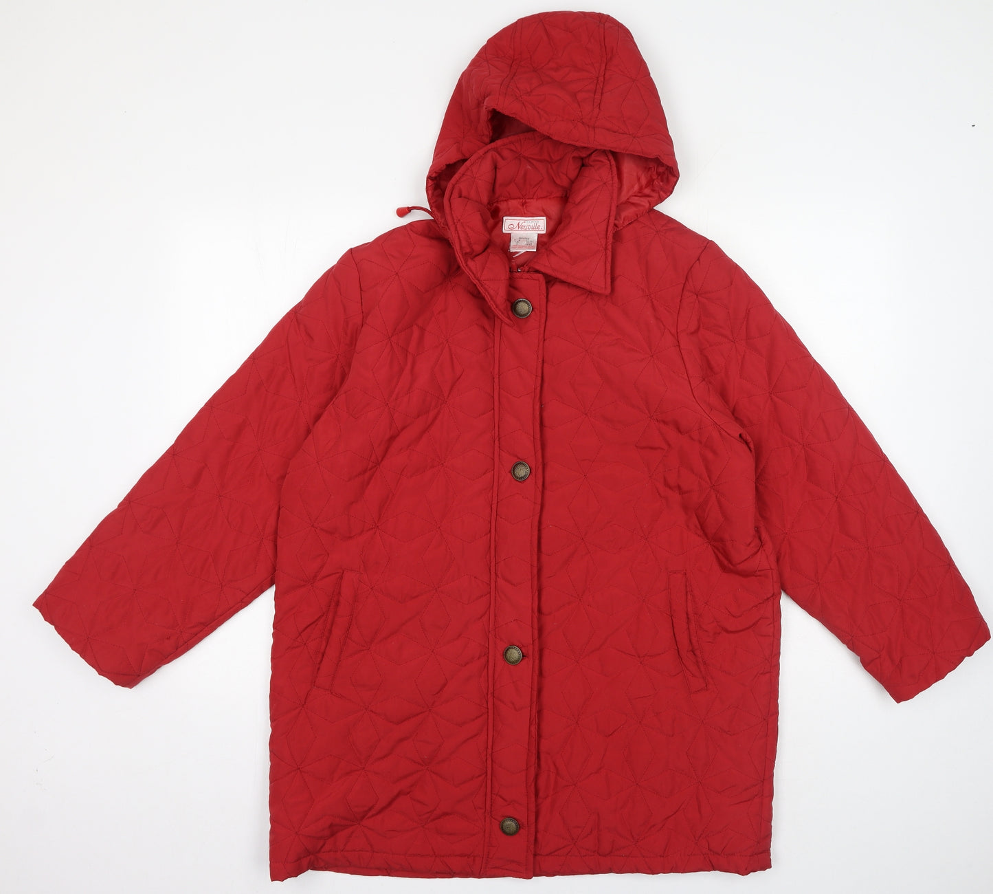 Claire Neuville Womens Red Parka Coat Size 14 Zip - Adjustable Hood