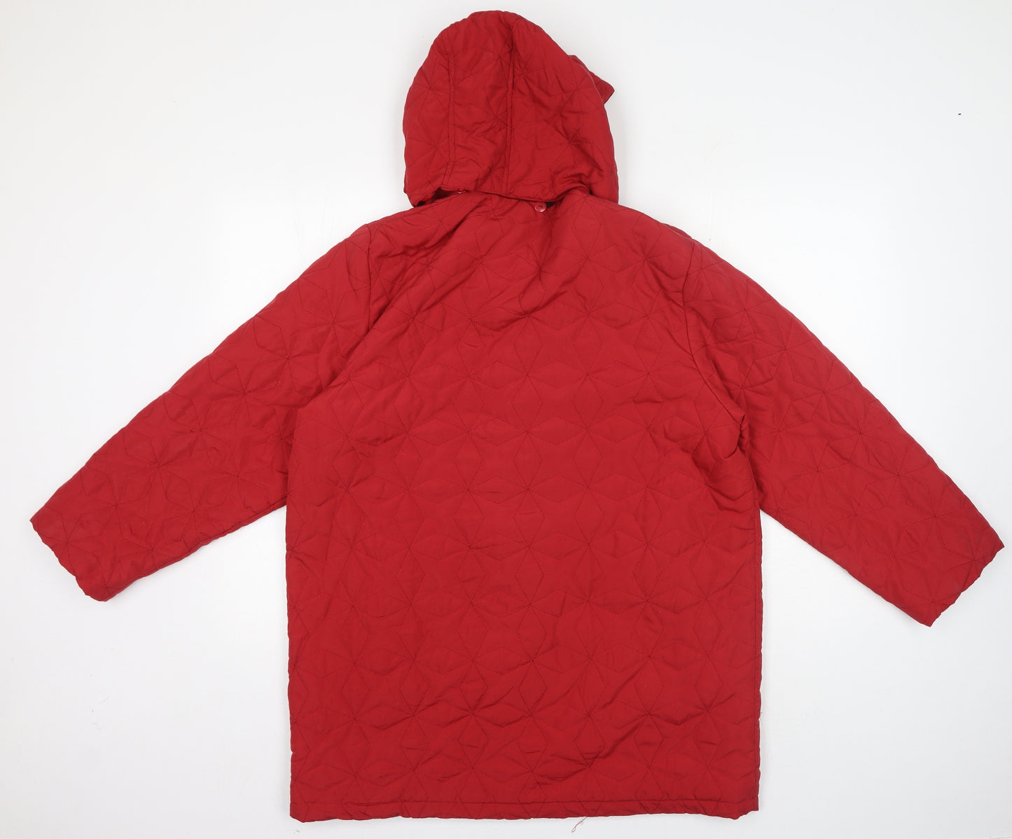 Claire Neuville Womens Red Parka Coat Size 14 Zip - Adjustable Hood