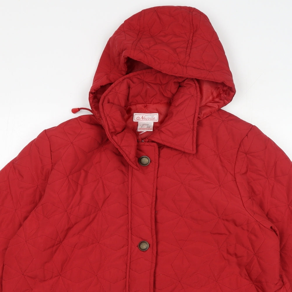 Claire Neuville Womens Red Parka Coat Size 14 Zip - Adjustable Hood