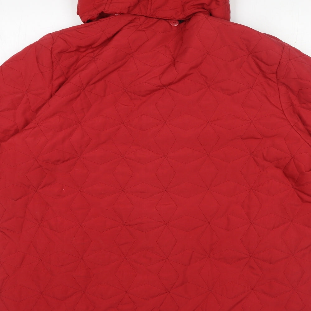 Claire Neuville Womens Red Parka Coat Size 14 Zip - Adjustable Hood
