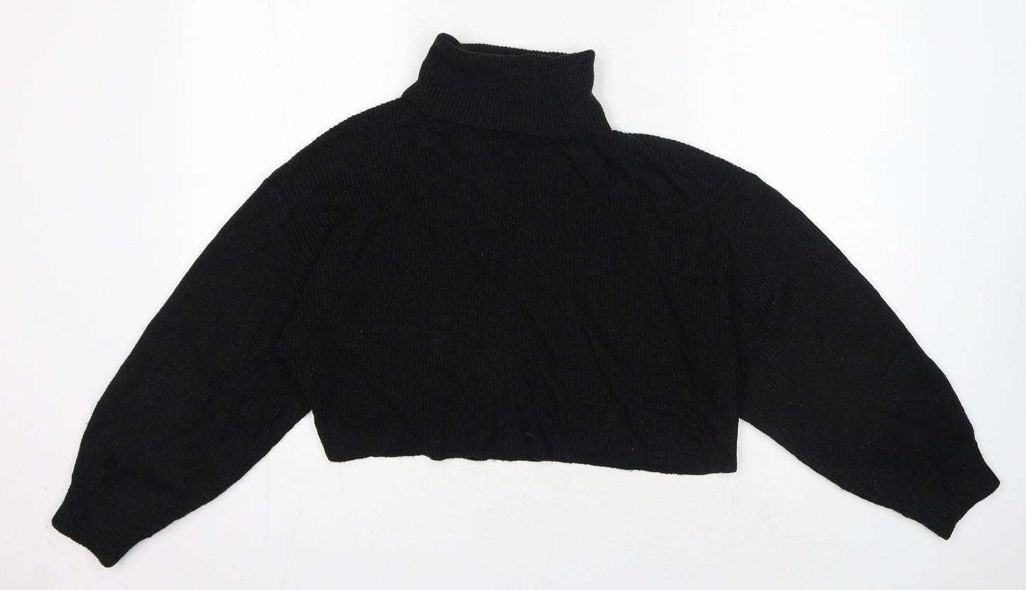 H&M Womens Black Roll Neck Acrylic Pullover Jumper Size L - Cropped
