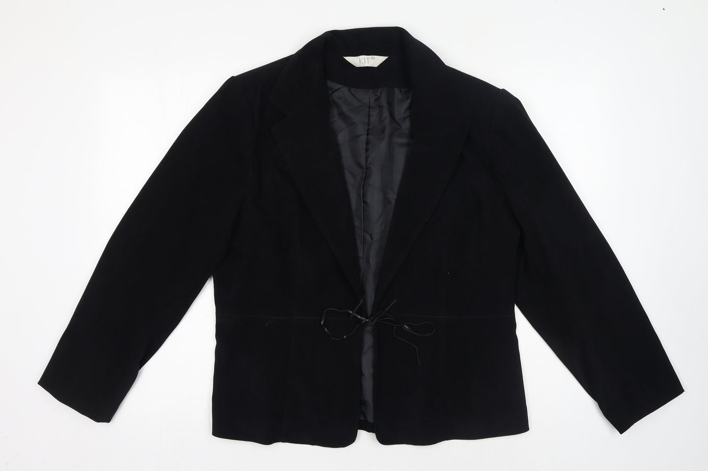 Kit Womens Black Jacket Blazer Size 18 Tie - Suede