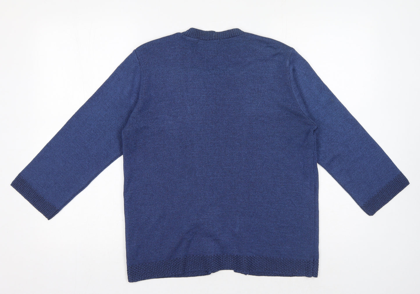 Alexara Womens Blue Round Neck Striped Elastane Pullover Jumper Size L - 2 in 1 cardigan and jumper