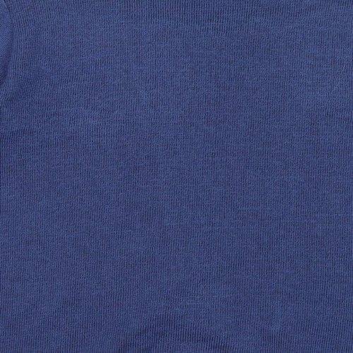 Alexara Womens Blue Round Neck Striped Elastane Pullover Jumper Size L - 2 in 1 cardigan and jumper
