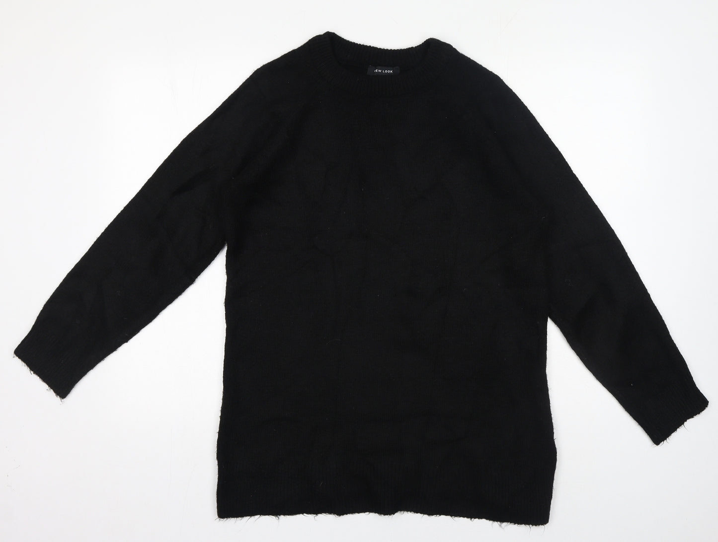 New Look Womens Black Crew Neck Acrylic Pullover Jumper Size S