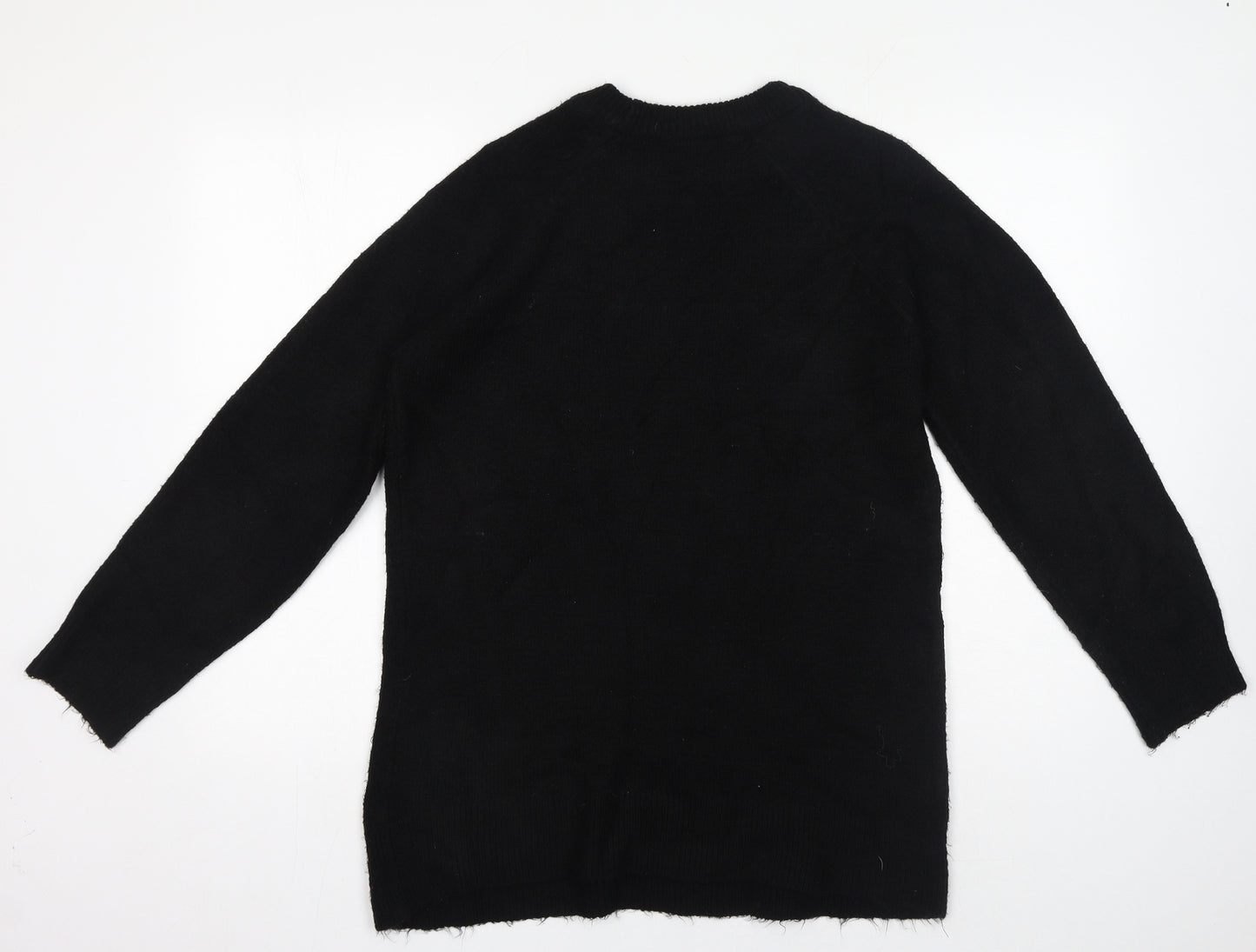 New Look Womens Black Crew Neck Acrylic Pullover Jumper Size S