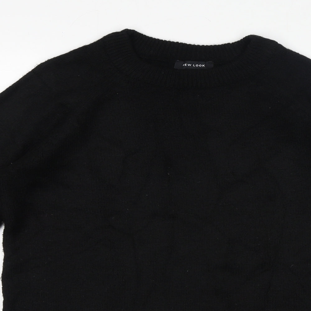 New Look Womens Black Crew Neck Acrylic Pullover Jumper Size S