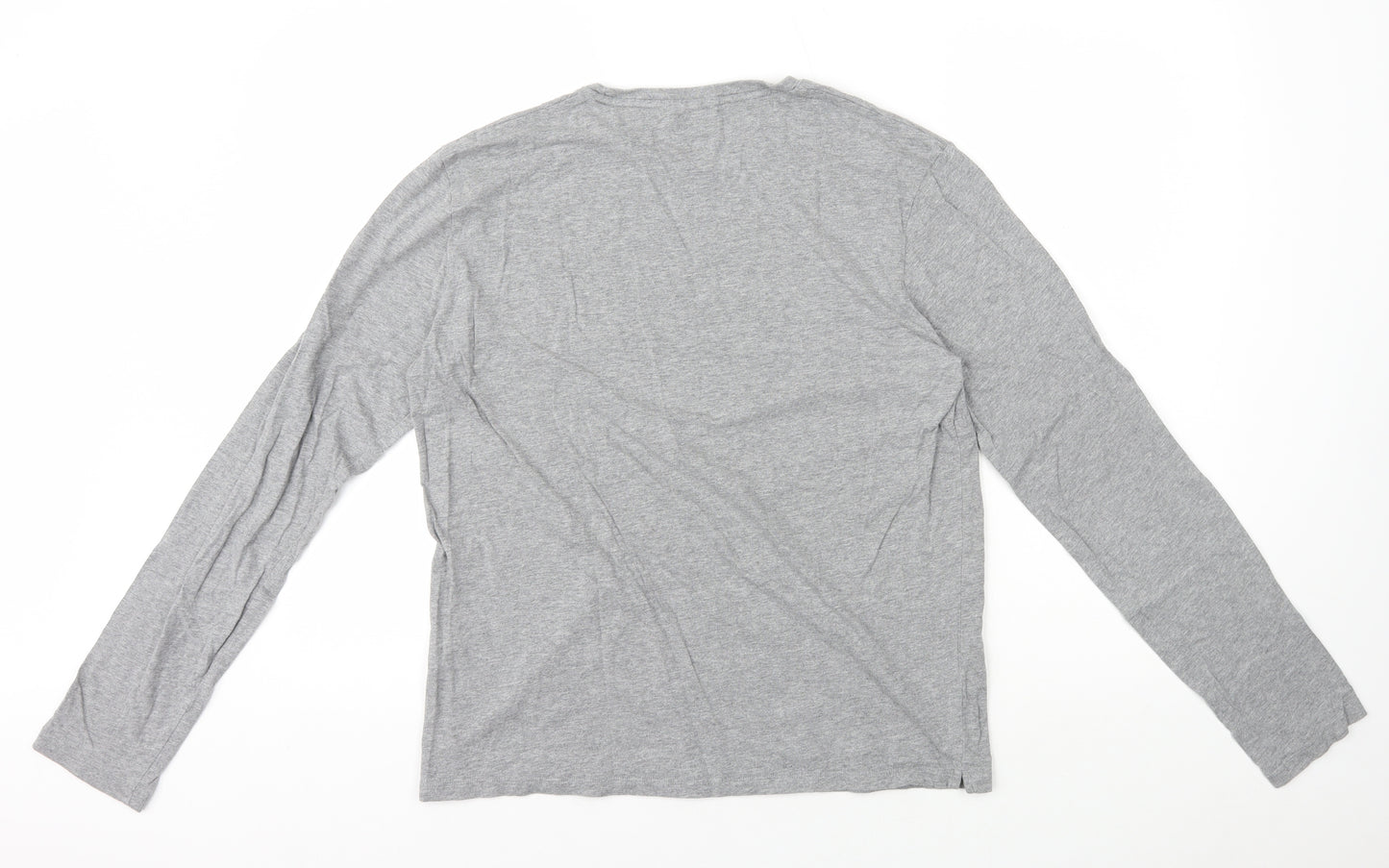 DKNY Womens Grey 100% Cotton Basic T-Shirt Size L Round Neck