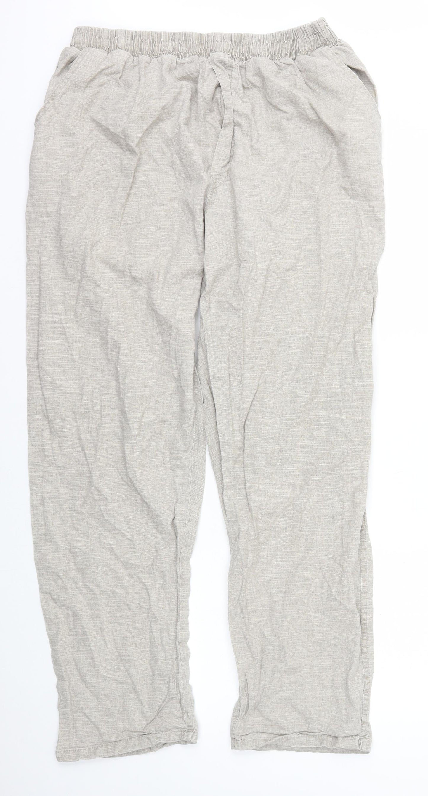 Corman Sportswear Mens Ivory Herringbone Cotton Capri Trousers Size S L31 in Relaxed Drawstring - Linen Style