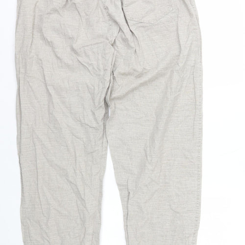 Corman Sportswear Mens Ivory Herringbone Cotton Capri Trousers Size S L31 in Relaxed Drawstring - Linen Style