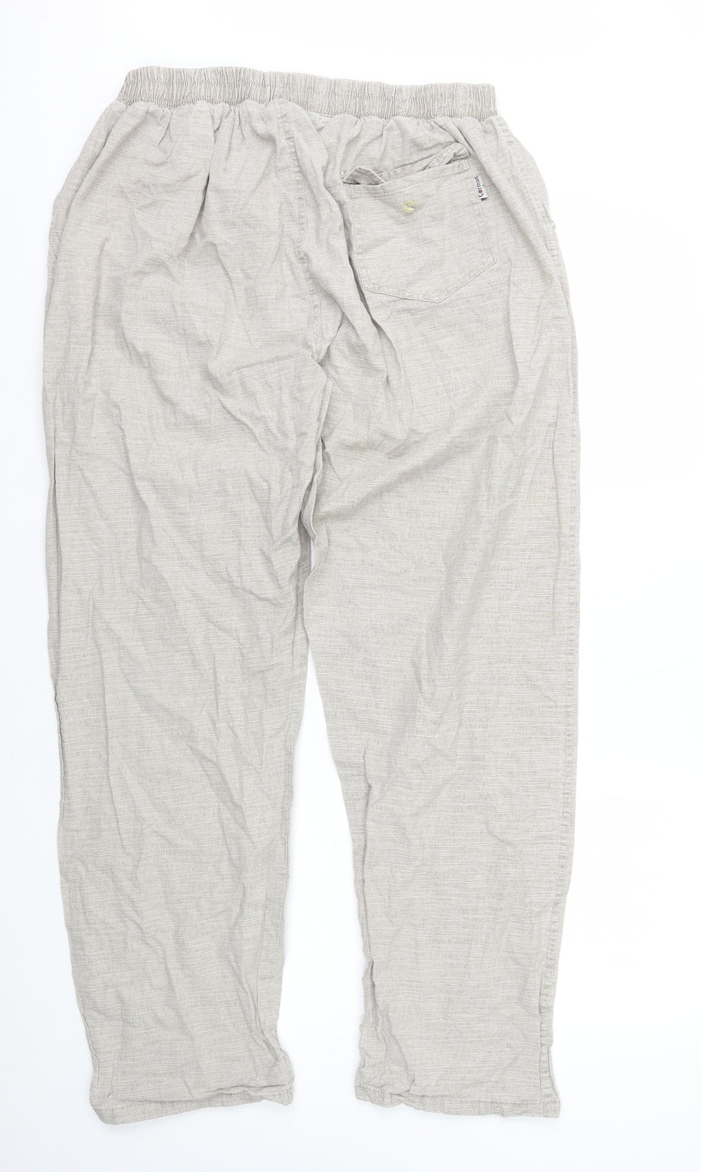 Corman Sportswear Mens Ivory Herringbone Cotton Capri Trousers Size S L31 in Relaxed Drawstring - Linen Style