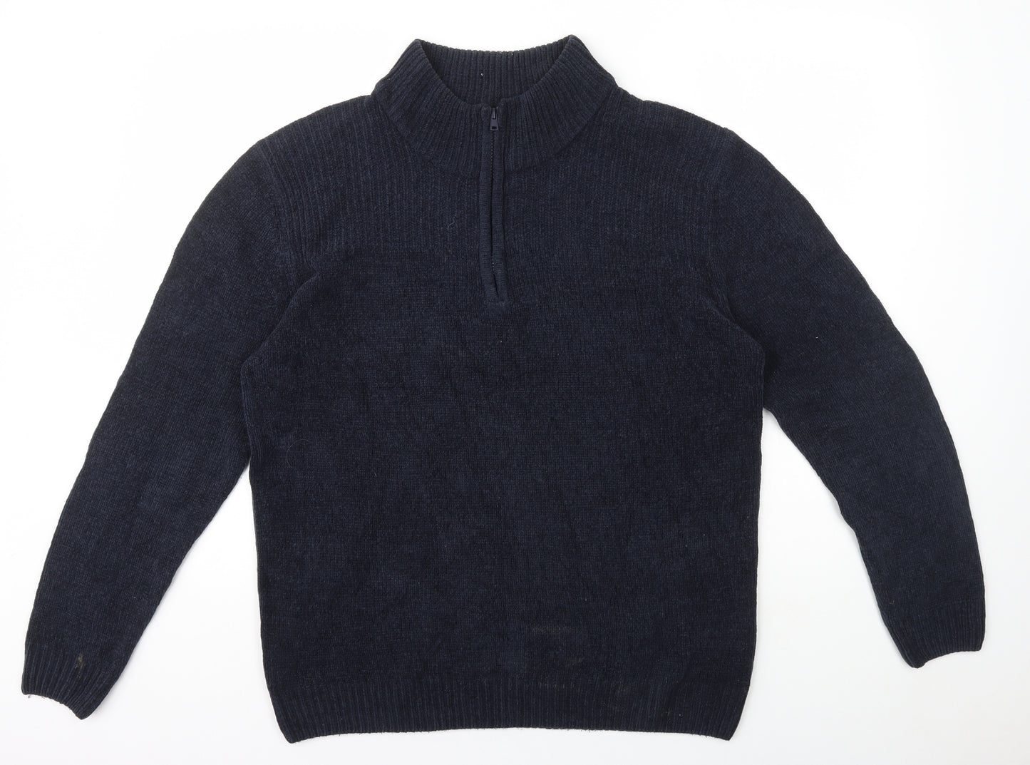 Lincoln Mens Blue Mock Neck Acrylic Pullover Jumper Size Big 9X