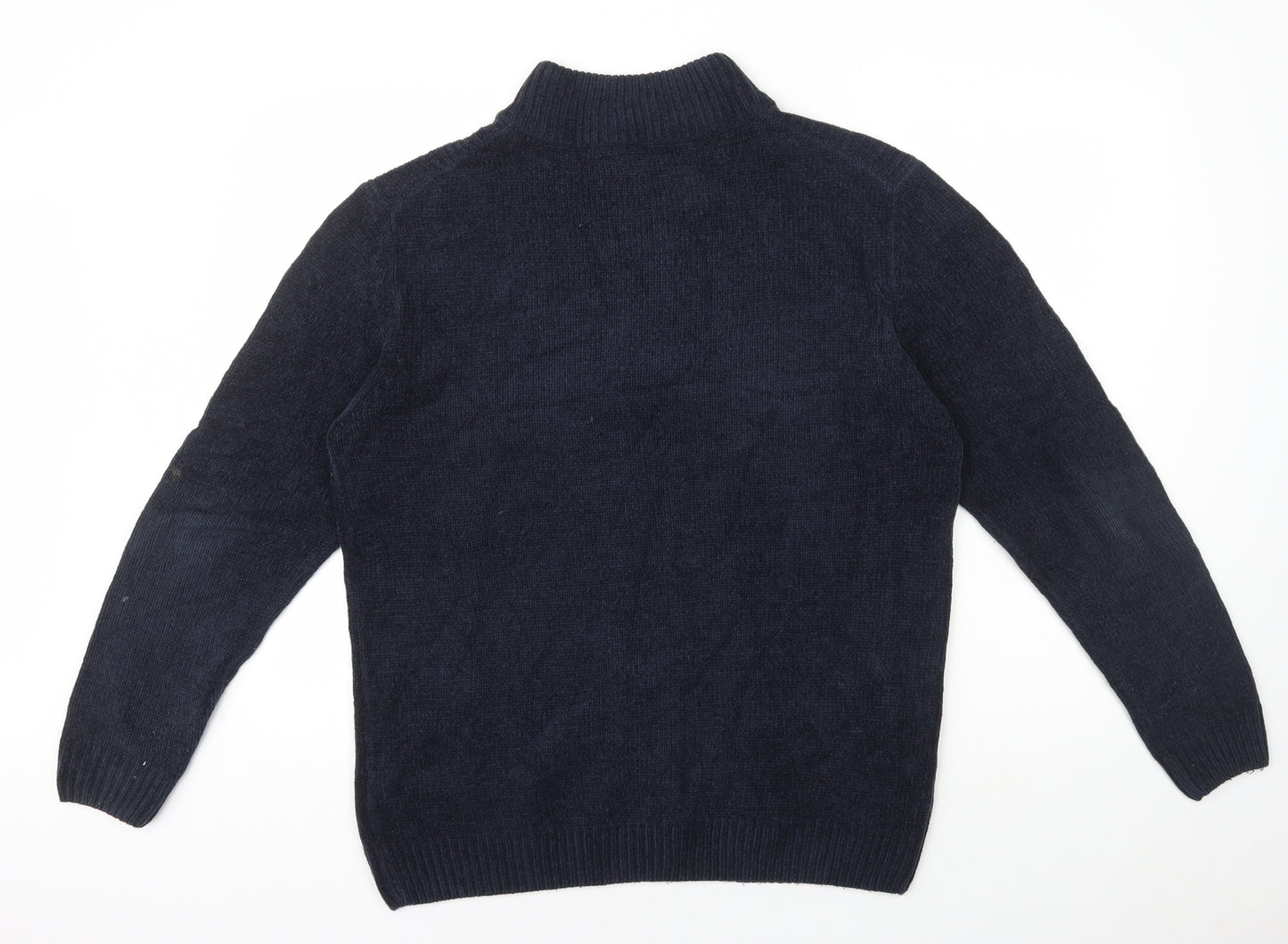 Lincoln Mens Blue Mock Neck Acrylic Pullover Jumper Size Big 9X