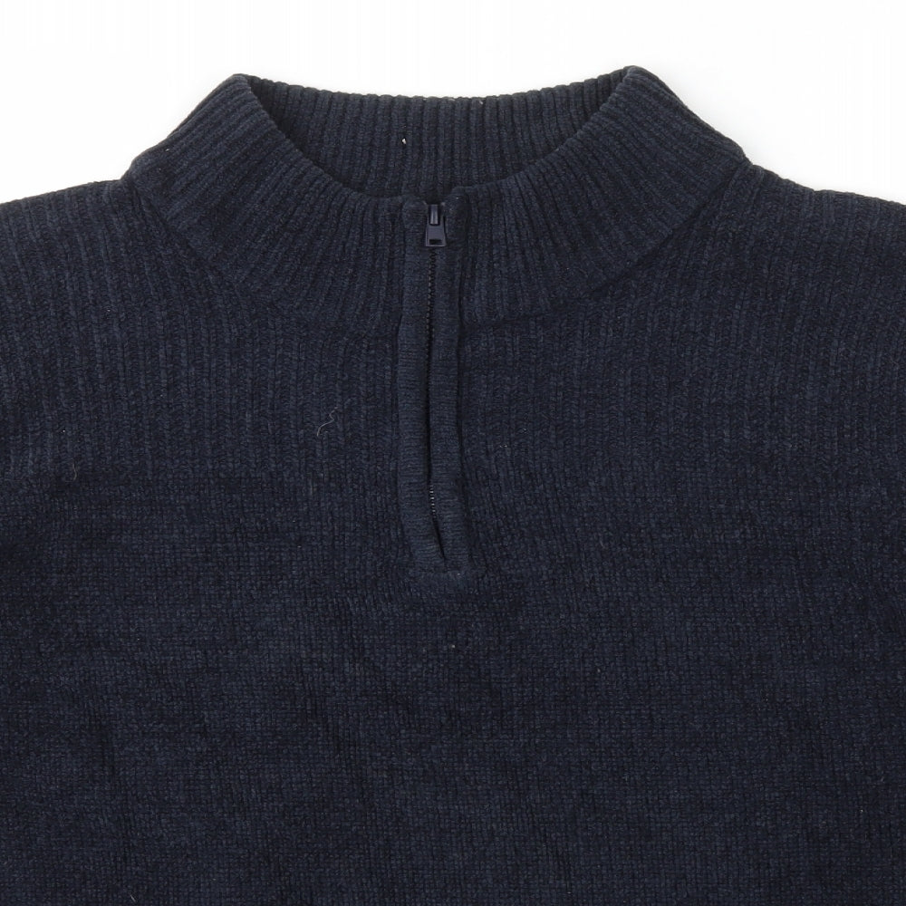 Lincoln Mens Blue Mock Neck Acrylic Pullover Jumper Size Big 9X