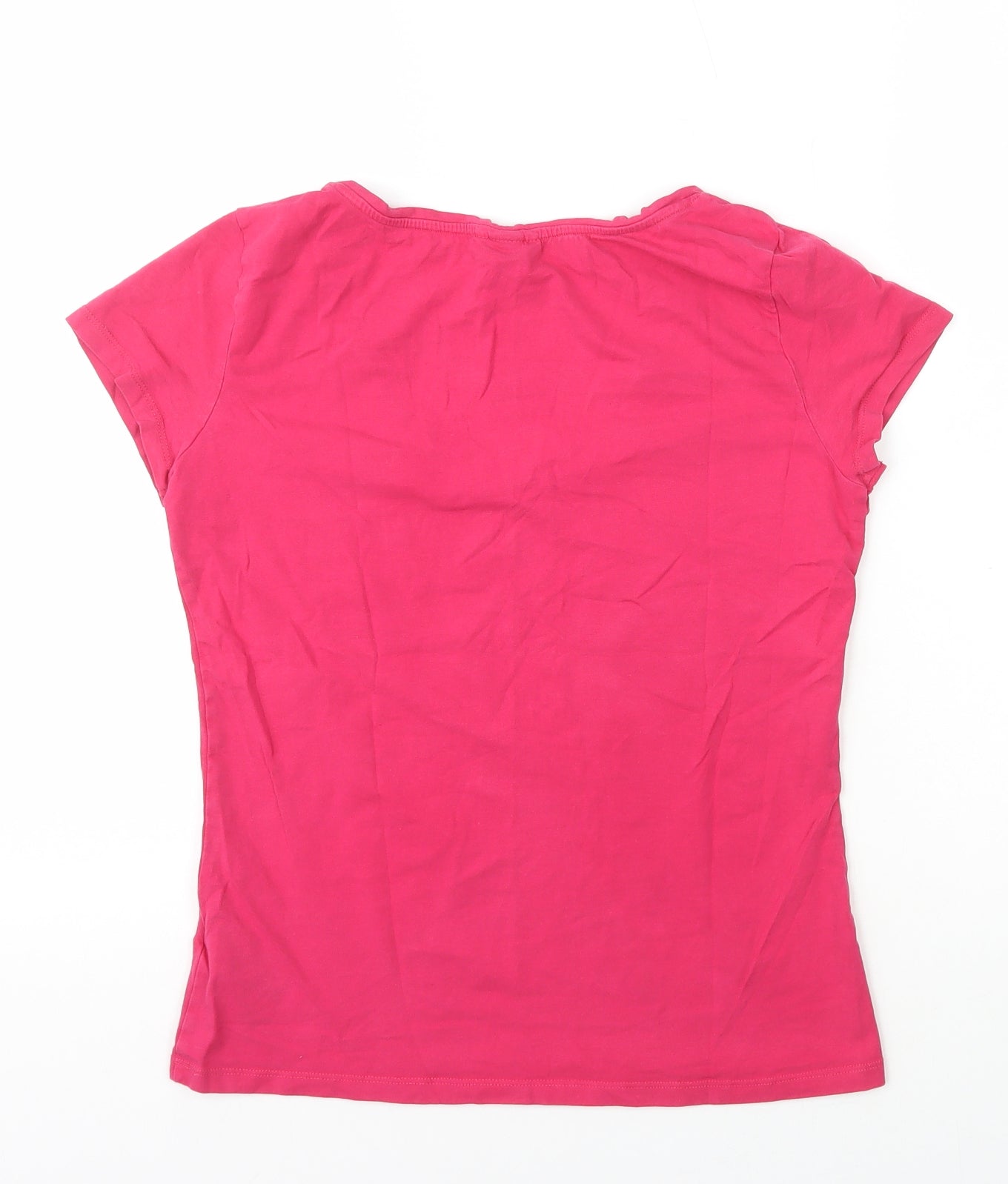 H&M Womens Pink Cotton Basic T-Shirt Size M V-Neck
