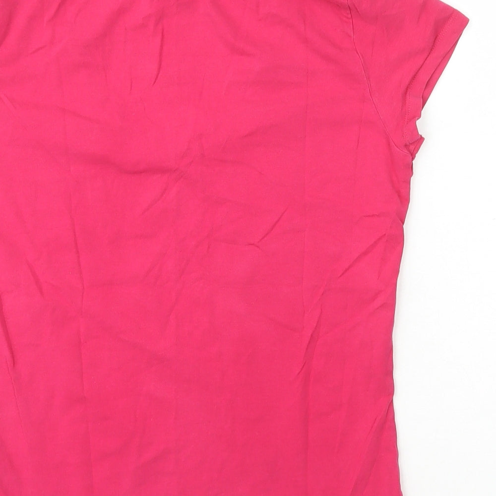 H&M Womens Pink Cotton Basic T-Shirt Size M V-Neck