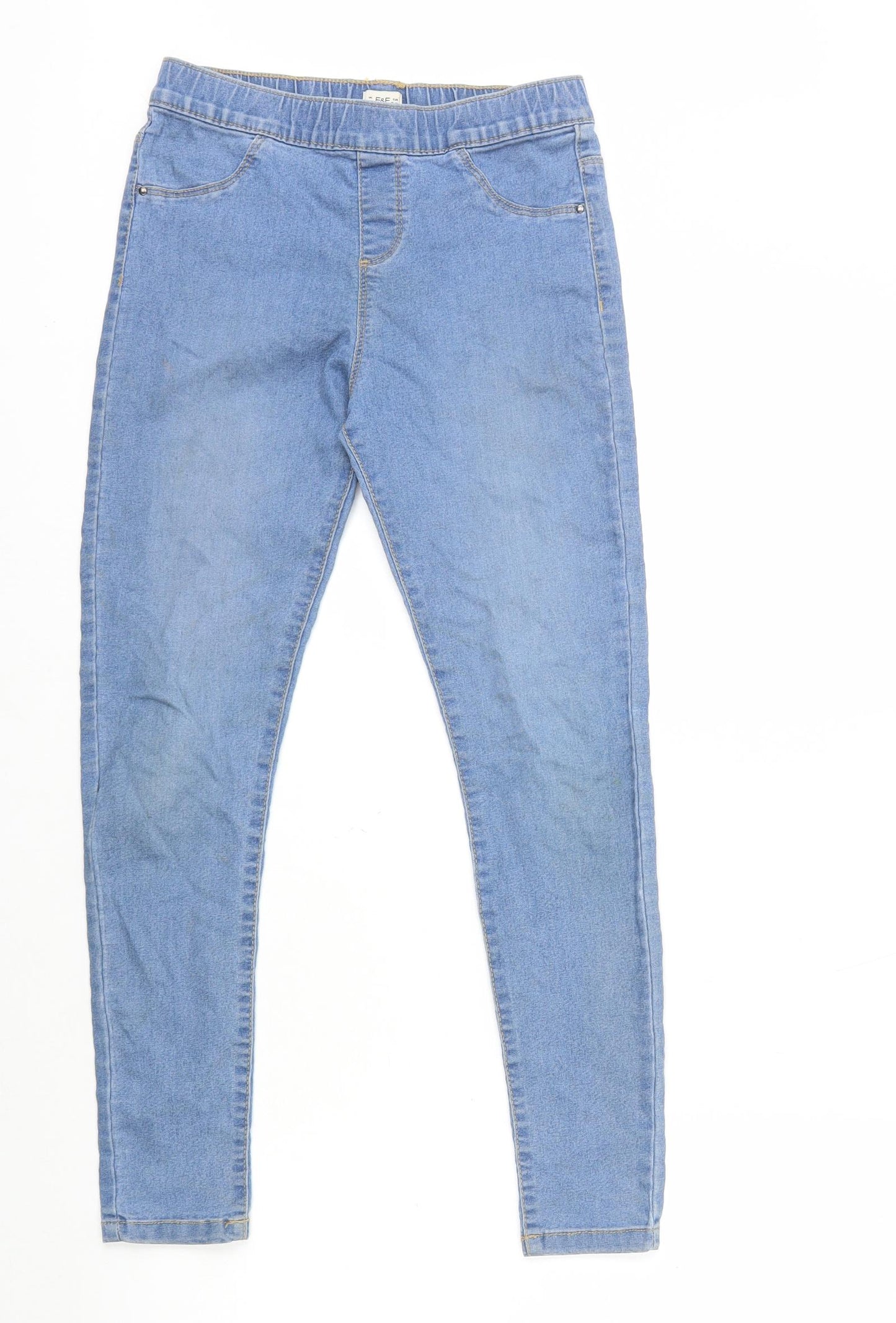 F&F Girls Blue Cotton Skinny Jeans Size 10-11 Years L23 in Regular