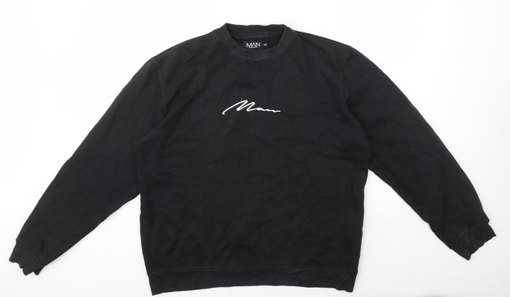 Boohoo Mens Black Cotton Pullover Sweatshirt Size XS
