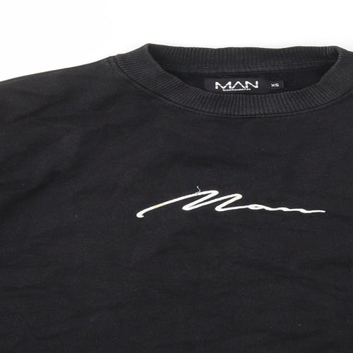 Boohoo Mens Black Cotton Pullover Sweatshirt Size XS