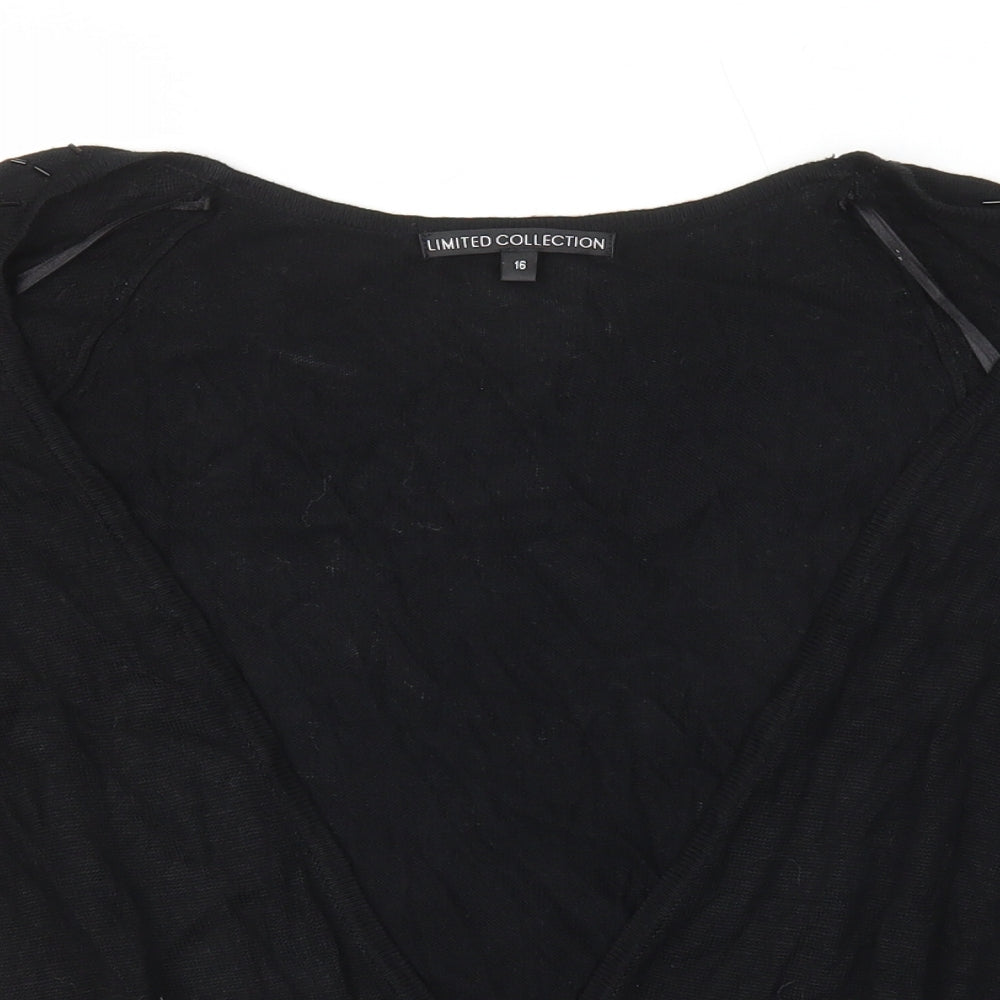 Marks and Spencer Womens Black V-Neck Viscose Cardigan Jumper Size 16