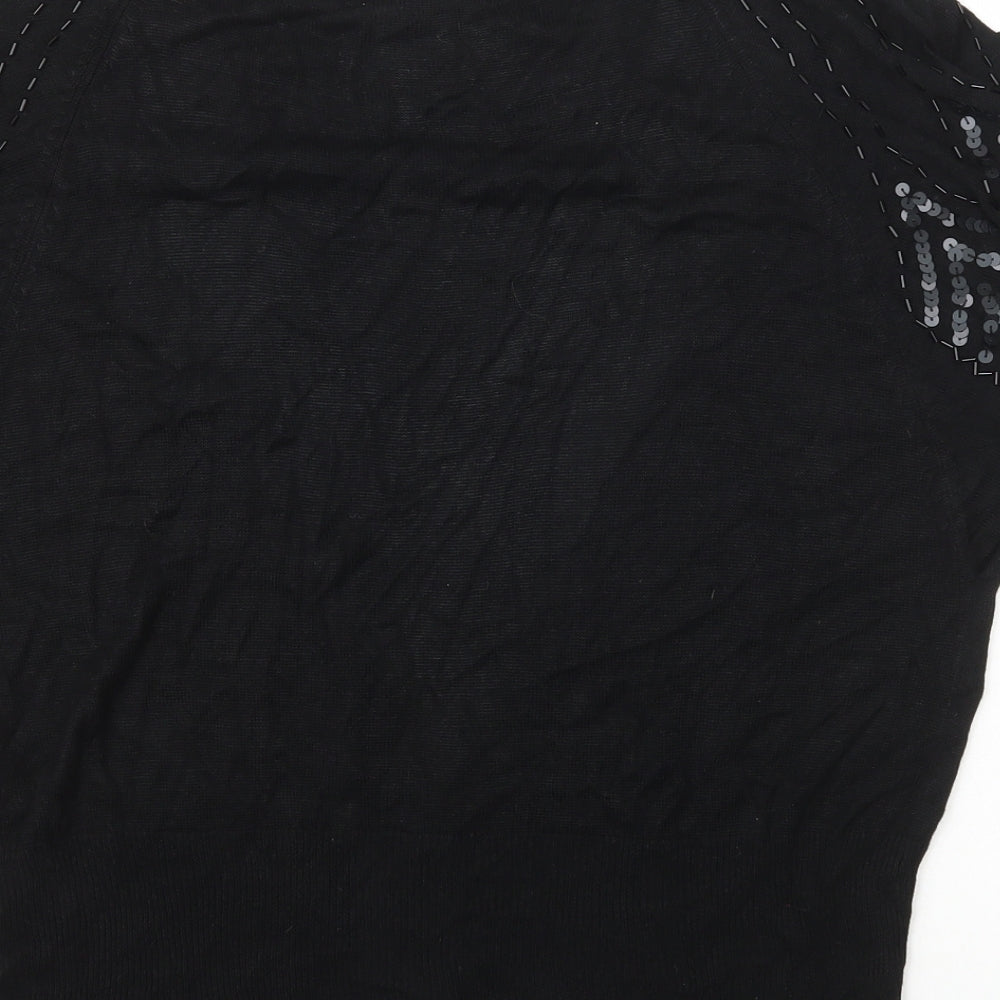 Marks and Spencer Womens Black V-Neck Viscose Cardigan Jumper Size 16