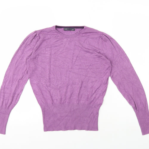 Marks and Spencer Womens Purple Round Neck Viscose Pullover Jumper Size 8