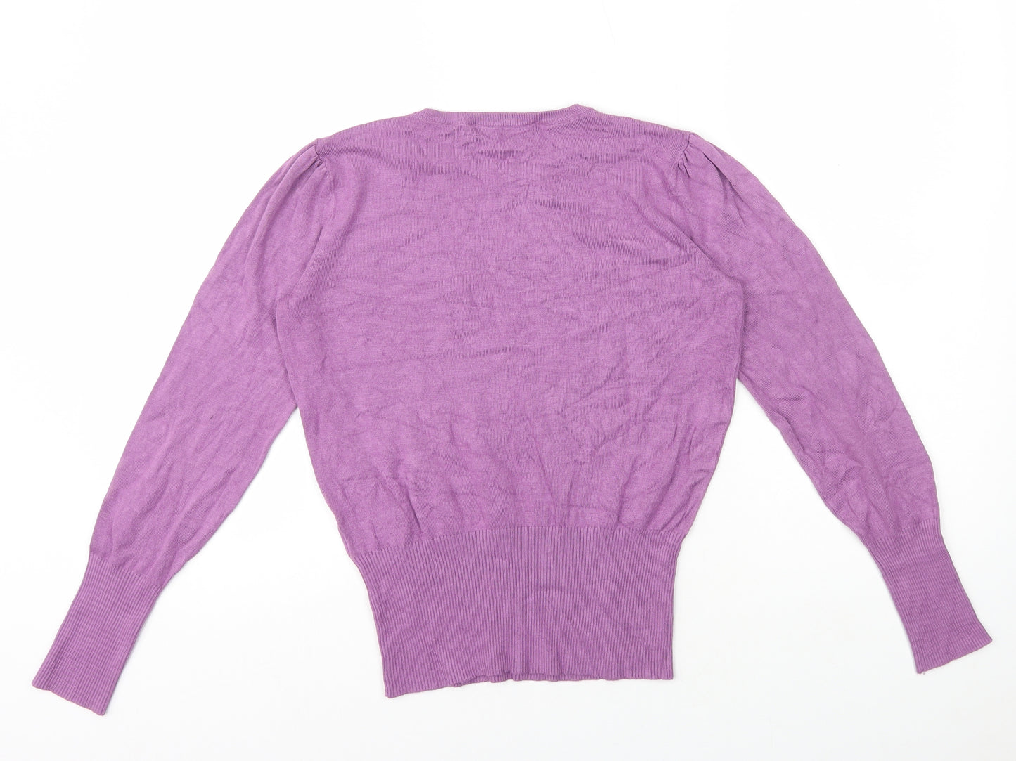 Marks and Spencer Womens Purple Round Neck Viscose Pullover Jumper Size 8