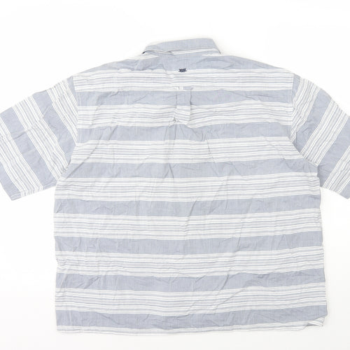 Bar Harbour Mens Grey Striped Cotton Button-Up Size L Collared Button
