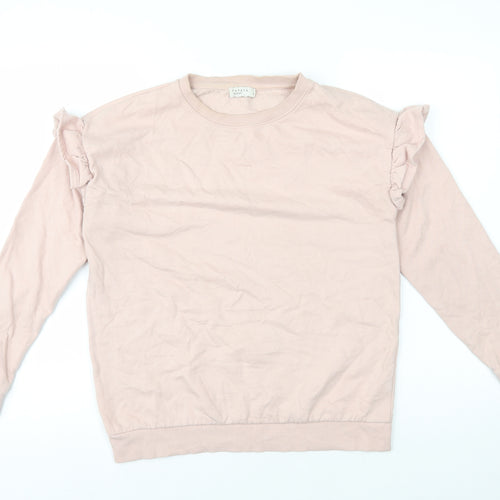 Papaya Womens Pink Cotton Pullover Sweatshirt Size S Pullover - Frill on Sleeve