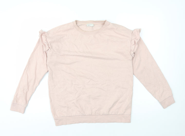 Papaya Womens Pink Cotton Pullover Sweatshirt Size S Pullover - Frill on Sleeve