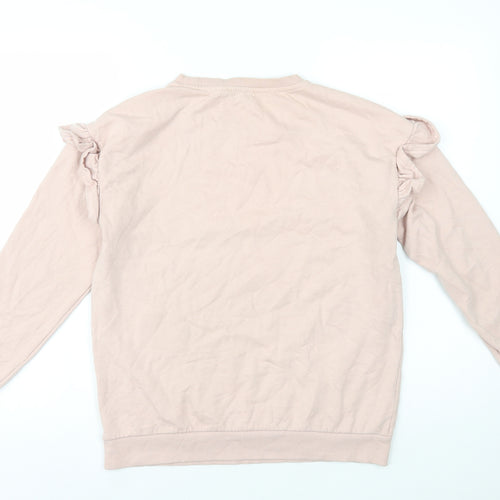 Papaya Womens Pink Cotton Pullover Sweatshirt Size S Pullover - Frill on Sleeve