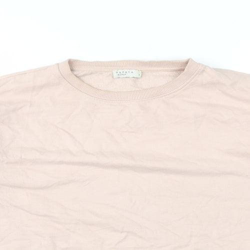 Papaya Womens Pink Cotton Pullover Sweatshirt Size S Pullover - Frill on Sleeve