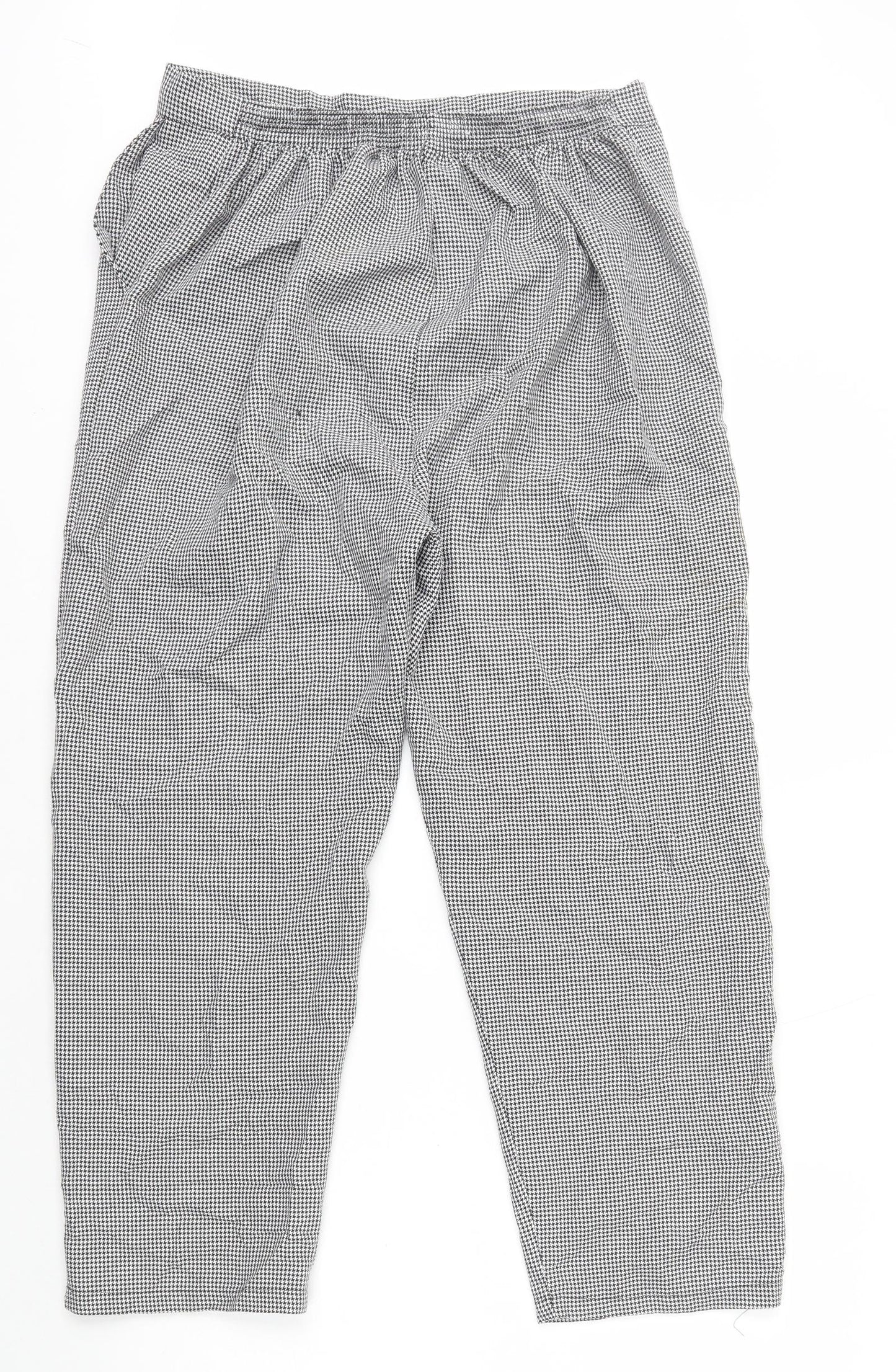 Preworn Womens Black Geometric Polyester Capri Trousers Size 12 L24 in Regular - Dogtooth Pattern