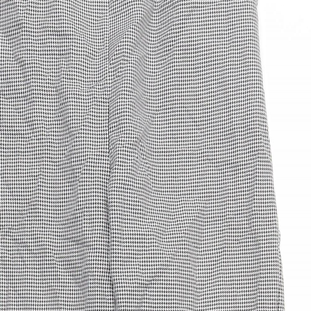 Preworn Womens Black Geometric Polyester Capri Trousers Size 12 L24 in Regular - Dogtooth Pattern