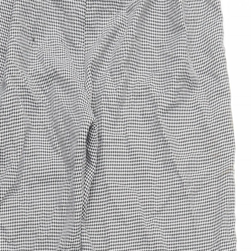 Preworn Womens Black Geometric Polyester Capri Trousers Size 12 L24 in Regular - Dogtooth Pattern