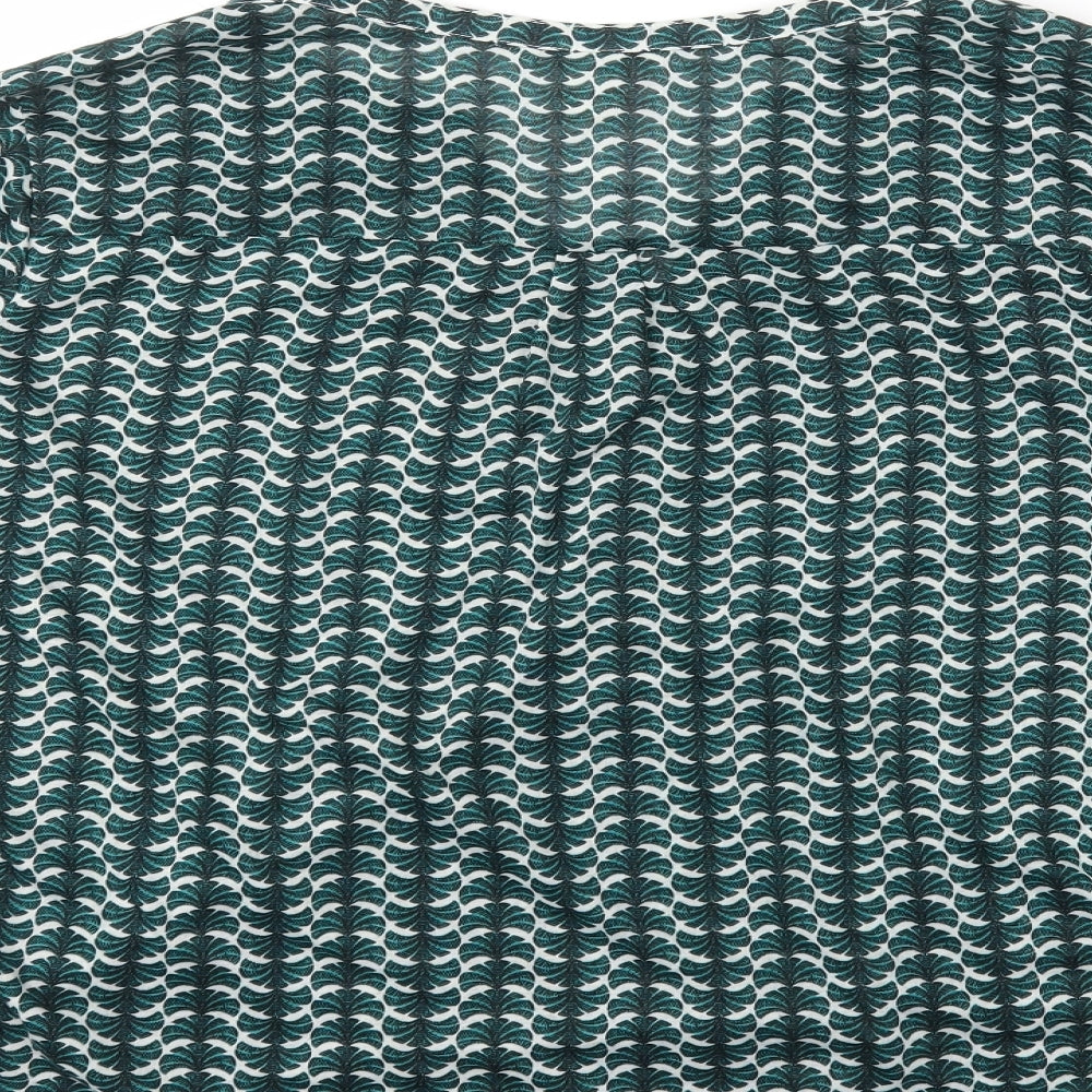H&M Womens Green Geometric Polyester Basic Blouse Size XL V-Neck