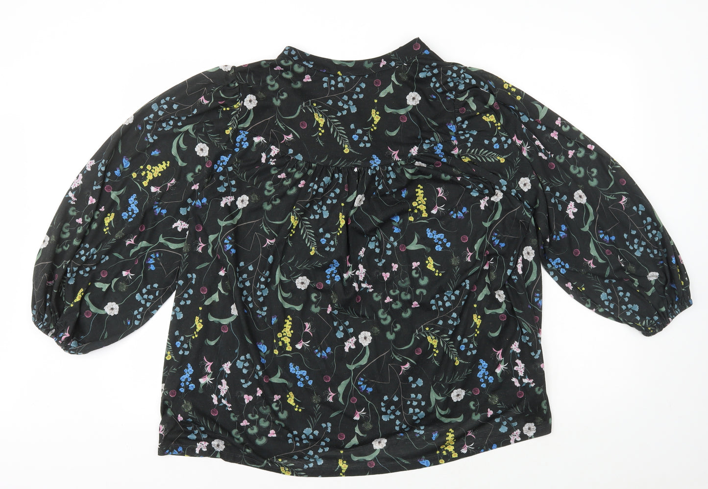 H&M Womens Multicoloured Floral Polyester Basic Blouse Size XL V-Neck