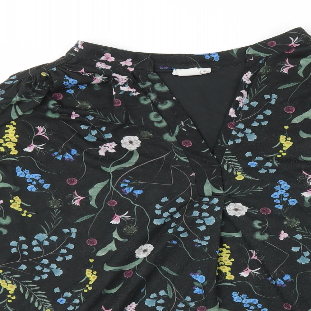 H&M Womens Multicoloured Floral Polyester Basic Blouse Size XL V-Neck