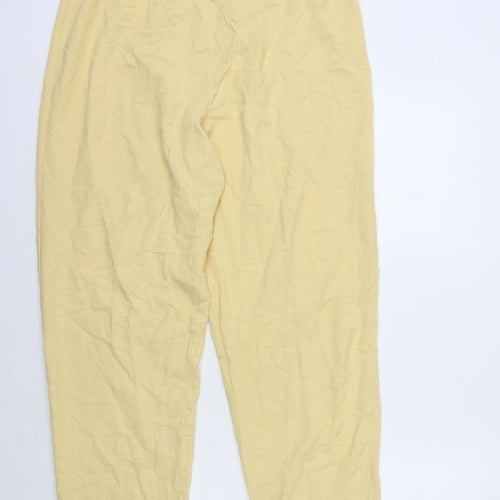 essence Womens Yellow Herringbone Polyester Capri Trousers Size 20 L28 in Regular