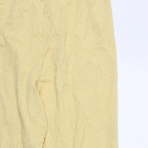 essence Womens Yellow Herringbone Polyester Capri Trousers Size 20 L28 in Regular