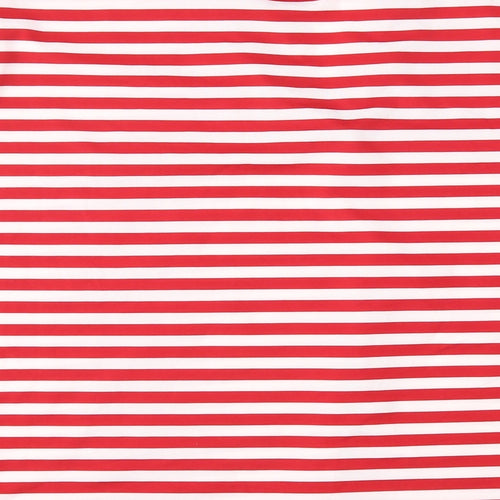 SheIn Womens Red Striped Polyester Basic T-Shirt Size XL V-Neck