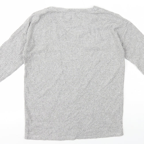 TU Womens Grey V-Neck Viscose Pullover Jumper Size 10 - Ribbed