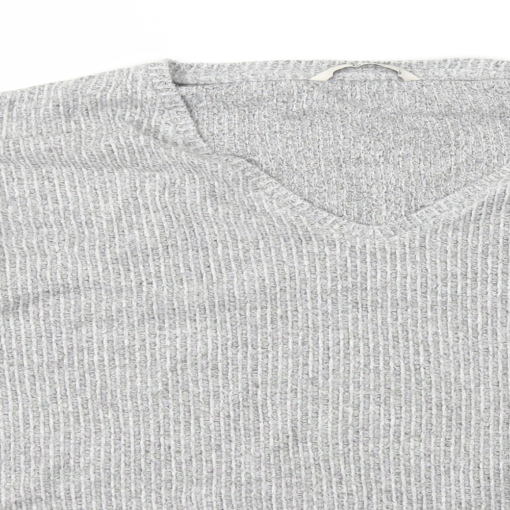 TU Womens Grey V-Neck Viscose Pullover Jumper Size 10 - Ribbed