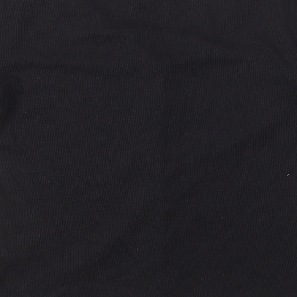 TU Womens Black Cotton Basic Button-Up Size 10 V-Neck - Ribbed