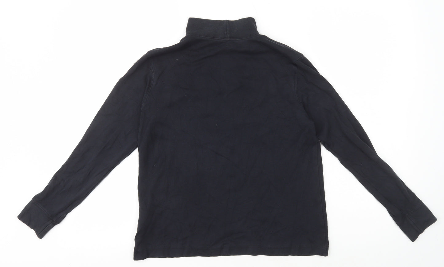 Lands' End Womens Black 100% Cotton Basic T-Shirt Size XS Roll Neck