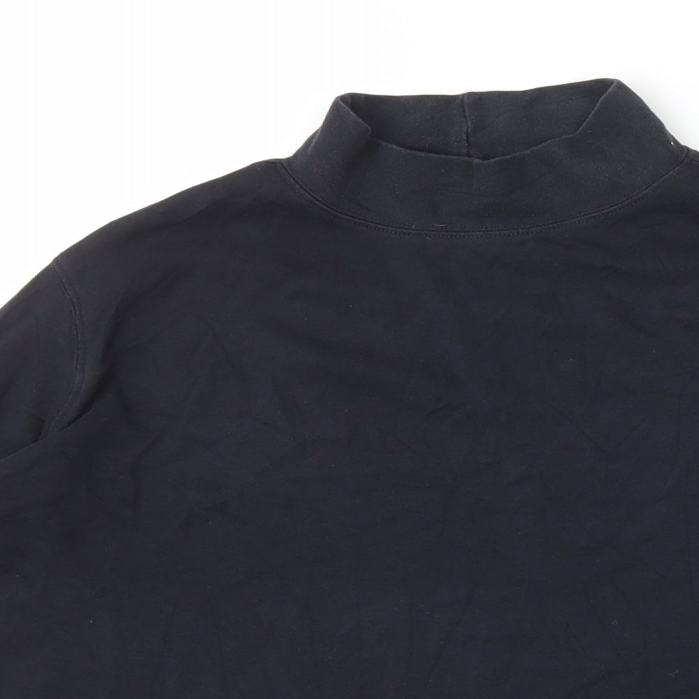 Lands' End Womens Black 100% Cotton Basic T-Shirt Size XS Roll Neck