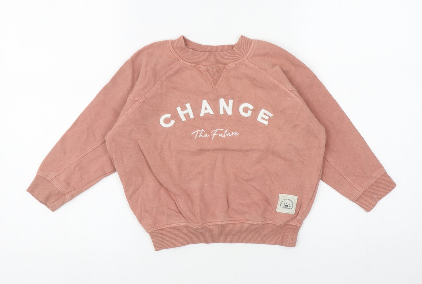 Primark Girls Pink Cotton Pullover Sweatshirt Size 3-4 Years Pullover - Change The Future